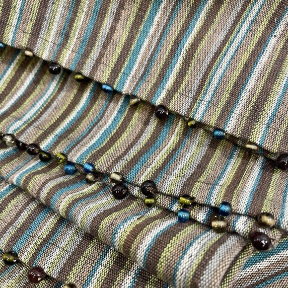 PIER 1 IMPORTS Striped 100% Cotton Beaded Table Mats/Placemats 14x 20” Set of 6 - Picture 2 of 11